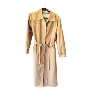 1970 Vintage London Fog Women's Beige Trench Coat Size 16 Long Belted